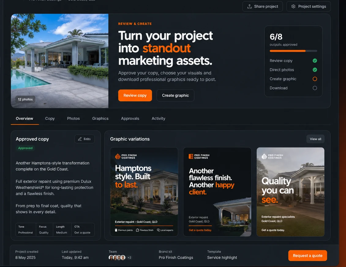 SHOW review and graphic creation workspace with polished project content